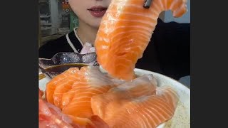 Salmon ASMR Eating NO TALKING  Ksuffka ASMR [upl. by Aihsoek]