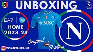 UNBOXING SSC Napoli EA7 Jersey Home Kit Original Napoli Store vs Replica 202324 unboxing ea7 [upl. by Llerej]