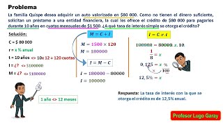 RESOLVIENDO PROBLEMAS 👨‍🏫  CALCULAMOS LA TASA DE INTERÉS SIMPLE DE UN CRÉDITO 📐📏🖊 [upl. by Calia409]