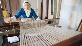 Weaving on Mount Vernons 18th Century Loom [upl. by Golter950]