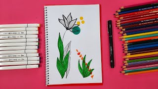 How to draw minimal flower  Simple minimal drawing [upl. by Tyrus]