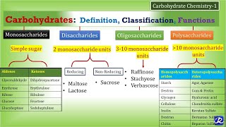 1CarbohydratesDefinition Classification Functions  Carbohydrate Chemistry 1 Biochemistry [upl. by Ahsercul]