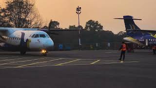 ATR 42 Dusk Arrival at TIA  Buddha Air 9NAIM marshalling aviationinnepal [upl. by Ynamrej]