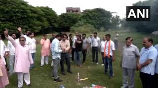 JammuKashmirElections2024 BJP workers in Jammu burst crackers to celebrate partys lead in region [upl. by Legnaesoj]