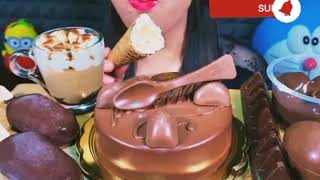 ASMR Chocolate Cake Profiterole Magnum Ice Cream Choco Egg Massive Eating Sounds [upl. by Siva]