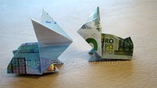 Geldscheine falten Osterhasen  Geldgeschenke basteln für Ostern  Geld falten Hase  Origami Tiere [upl. by Miki]