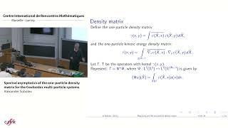 Alexander Sobolev  Spectral asymptotics of the oneparticle density matrix for the Coulombic [upl. by Engen278]