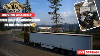 🔴 LIVE  Ich mache den LKW Führerschein im SIMRIG 🤐 ETS2 Driving Academy chillout [upl. by Nywroc]