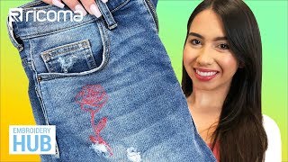 Embroidery Hub Ep 42 Floral Embroidered Jeans with Fast Frames  Embroidered Shorts Tutorial [upl. by Ojok]