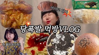 물가처럼 치솟는 내 혈당💥  설빙치즈케이크누룽지통닭초코소금빵치아바타두바이초코아이스크림  먹방브이로그 [upl. by Tibbs]