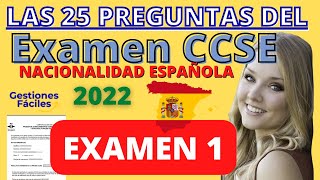 🚀✔CCSE EXAMEN 1 25 Preguntas 🟢 Conseguir la Nacionalidad Española Preguntas 2022 etoro [upl. by Ahtiek]