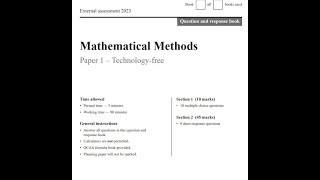 Maths Methods QCAA external exam 2023 tech free Q18 [upl. by Archibald268]