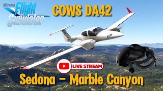 4K LIVESTREAM  Sedona to Marble Canyon in the Cows DA42  MSFS2020 VR  SayIntensionsAI [upl. by Dusen619]