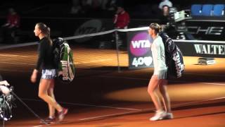 Mona Barthel vs Lucie Safarova walking in  Porsche Tennis Grand Prix 2013 [upl. by Adla525]