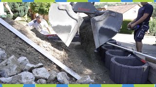 Gartenmauer mit gefälle selber bauen Pflanzring Hangsicherung Trockensteinmauer [upl. by Dani]