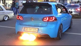 VW Golf R Mk6 with Turbo 2 STEP at Wörthersee 2019  FLAMES amp LOUD BANGS [upl. by Eniaral]