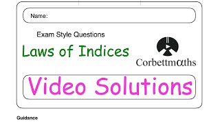 Laws of Indices Answers  Corbettmaths [upl. by Jud]