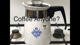 WATCH AND LISTEN TO THE SOUND OF COFFEE PERCOLATING CORNING WARE PERCOLATOR BREWING COFFEE [upl. by Alderman776]