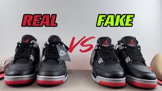 Real VS Fake Air Jordan 4 Bred Reimagined [upl. by Anidnamra941]