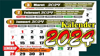 KALENDER 2024 Lengkap dengan tanggal merah  Hijriyah jawa  Download format CDR  template [upl. by Norek]