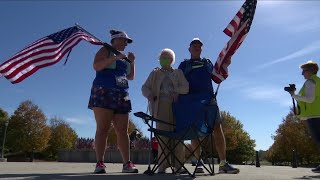 Woman runs marathon in honor of Bedford Boys [upl. by Tory861]