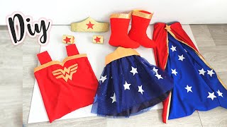 Como hacer DISFRAZ MUJER MARAVILLA 🤩 Homemade costume [upl. by Ennair]