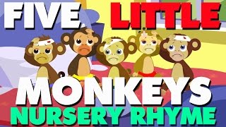 Five Little Monkeys  English Nursery Rhyme With Lyrics [upl. by Shane]