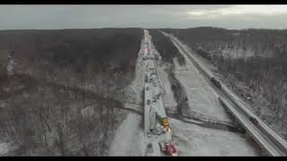 Drone Video Aerial view of Pileup Crash on I44 Near Marshfield Missouri [upl. by Mcilroy401]