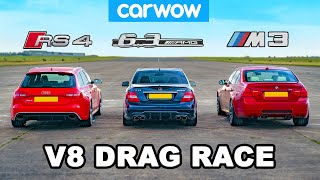 BMW M3 v AMG C63 v Audi RS4 V8 DRAG RACE [upl. by Beth93]