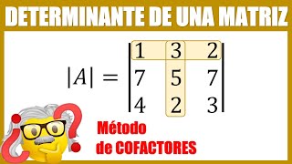 Determinante de una matriz 3x3 por Cofactores [upl. by Ardnek]