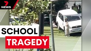 Schoolyard tragedy  Boy killed after being mowed down by runaway driver  7NEWS [upl. by Dihgirb]