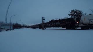 Northbound CN train at Washago horn salute railfanning railways [upl. by Refannej411]