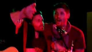 Jensen Ackles sings Crazy Love with Jason and Rob at Jailbreak in Rome 05132013 [upl. by Belding]