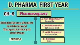 AntihypertensiveAntirheumaticsAntidysentericOxytocicCH5L6PharmacognosyDPharmFirst year [upl. by Iveel]