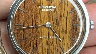 Vintage Universal Geneva 842101 “Altesse” Rare Wood dial Manual wind  31mm perfection [upl. by Atnuahs]