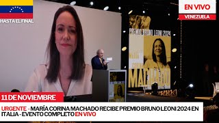 URGENTE  Discurso de María Corina Machado por Premio Bruno Leoni 2024  EN VIVO completo venezuela [upl. by Oinotla]