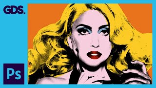 Create Andy Warhol Style Pop Art  Lady Ga Ga Photoshop CS5 [upl. by Nwahsauq609]