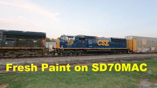 CSX M212 Autoracks with 3405 and Freshly Painted 4758 [upl. by Marchall566]