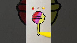 Cách tô màu kẹo mút đơn giản từ 🍓🍭🍋 drawing candy satisfying artist shorts painting colors [upl. by Carolan260]