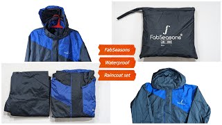 FabSeasons Lightweight Waterproof Raincoat set of Top amp Bottom for Mens with Hood amp Reflector [upl. by Gnoud]