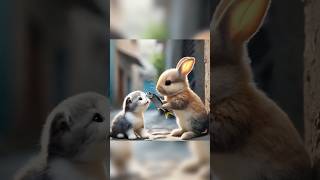 😺kitten and Rabbit 🐰😿friendship kitten cats aicat funny shortvideo family short [upl. by Starinsky]