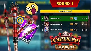 8 ball pool Chalk Fu Knockout 🙀 ROUND 1 Rank 1 Collect Pool Points 8878 [upl. by Naruq]