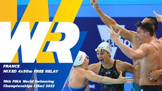 NEW WORLD RECORD 🚨🚨  Mixed 4x50m Freestyle Relay  16th FINA World Swimming Championships 2022 [upl. by Oivatco647]