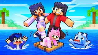 Playing as a FAMILY on a RAFT in Minecraft [upl. by Jp445]