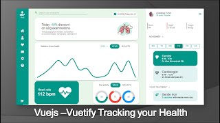 Vuejs  Vuetify UI Design Tracking your Health  Dashboard [upl. by Kostman]