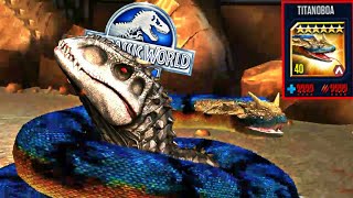 Titanoboa Level 40 Max Vs Indominus Rex Jurassic World o Jogo The Game [upl. by Purse]