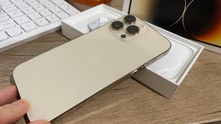 UNBOXING IPHONE 14 PRO MAX GOLD 256G SPANISH REVIEW 🥶🥶 [upl. by Garvin]