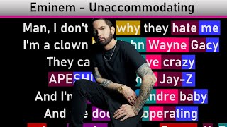 Eminem on quotUnaccommodatingquot Rhyme Scheme [upl. by Gnagflow]