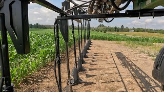 CANADIAN FARMER  SIDEDRESSING CORN  with Urea Ammonium Nitrate using 360 Yield quotYquot bars amp JD 4830 [upl. by Anitsihc]