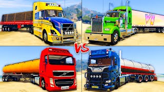 GTA 5 COLOR TRUCKS Comparison  American Truck vs Scania vs Volvo vs Hauler  Which is best [upl. by Idnak623]